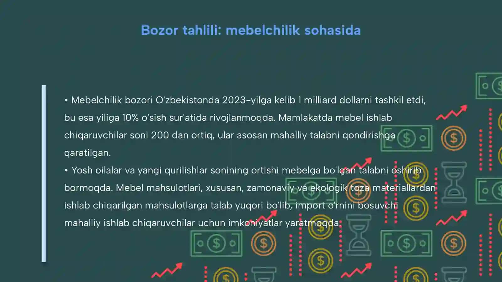 Mebelchilik biznesi bo'yicha investitision loyiha 3
