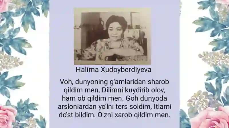 HALIMA XUDAYBERDIYEVA SHE’RIYATIDA LIRIK QAHRAMON 3