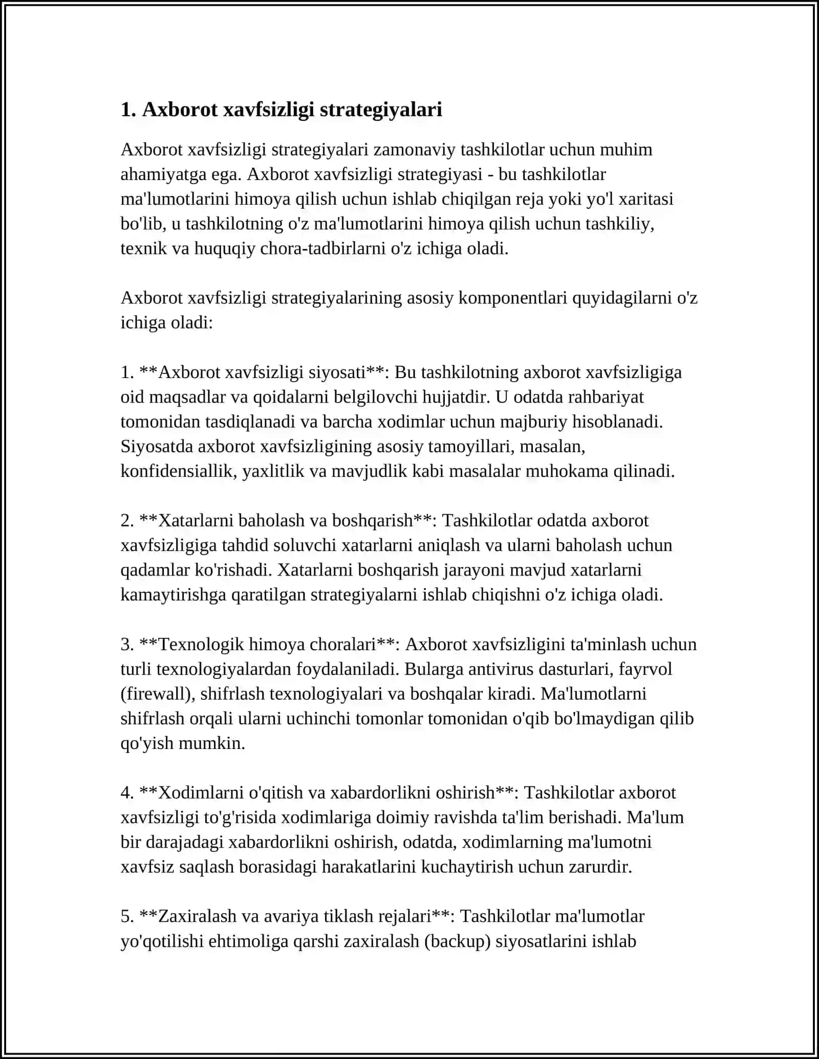 Axborot xavfsizligi strategiyalari 3