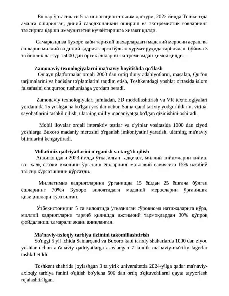 "Beshta tashabbus" va uning yoshlar ma’naviyatini yuksaltirishdagi o’rni 3