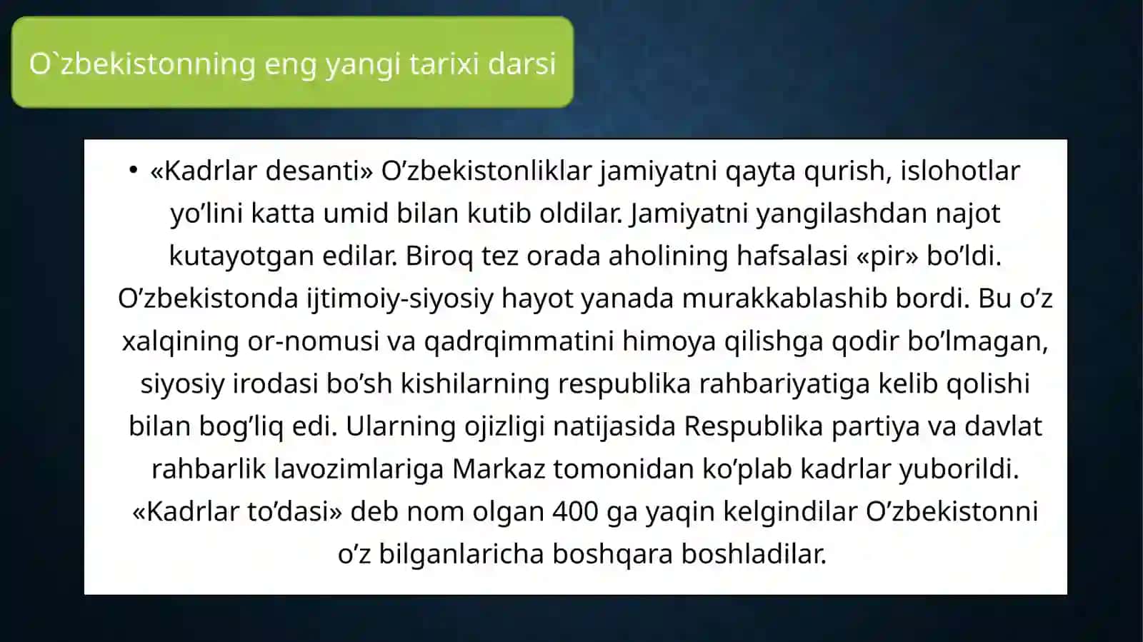 Mustaqillikka erishish arafasida O‘zbekistondagi ijtimoiy-siyosiy jarayonla 3
