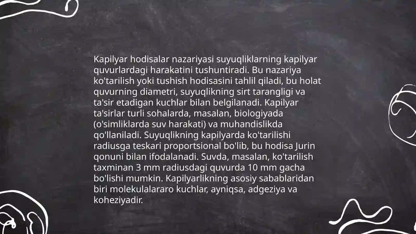 Kapilyar hodisalar nazariyasi 3