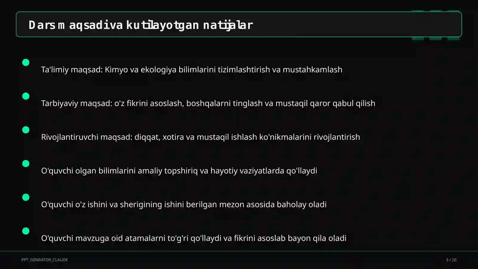 Kimyo va ekologiya (11-sinf) 3