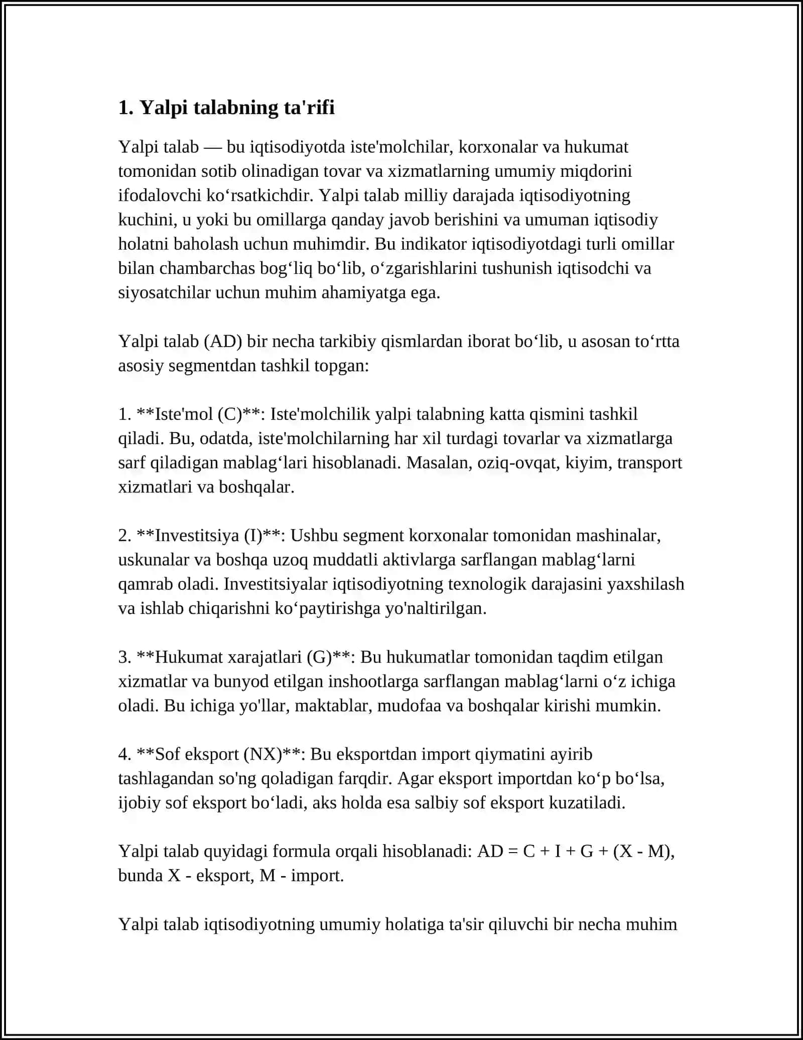 YALPI TALAB VA YALPI TAKLIF NISBATLARI 3