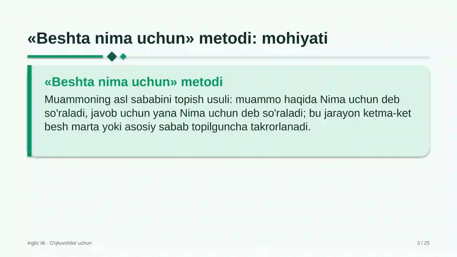 ingliz tili darslarida beshta nima uchun metodidan foydalanish 5318 3