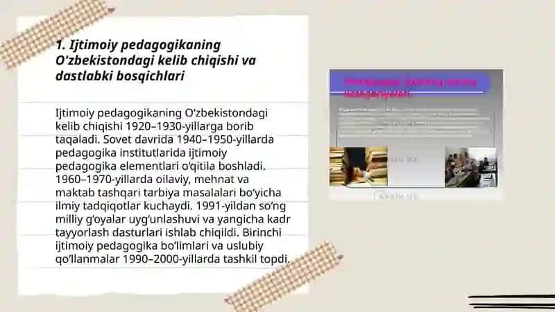 O'zbekistonda ijtimoiy pedagogikaning rivojlanish tarixi 3