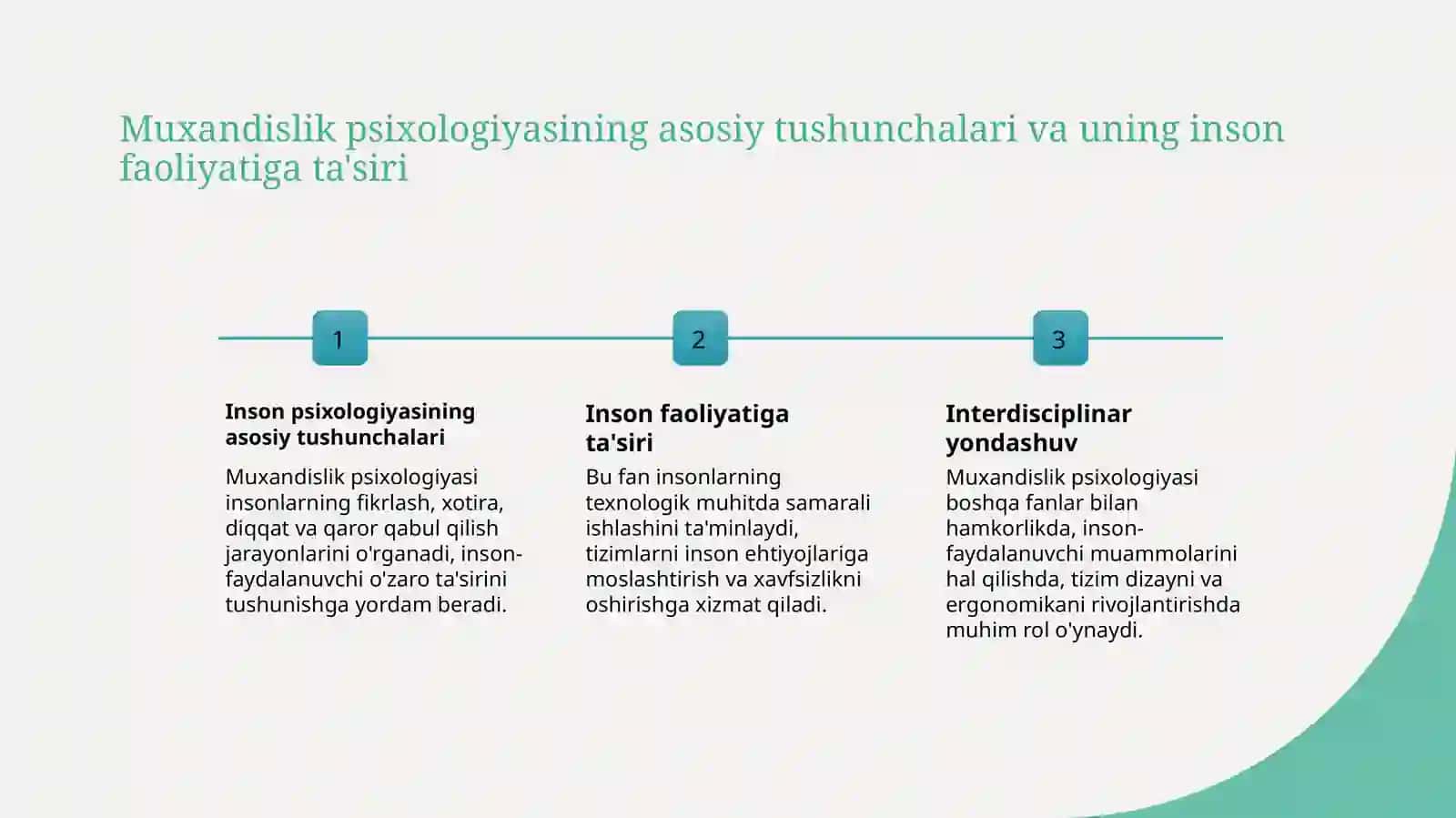 Muxandislik psixologiyasining fanlar tizimida tutgan o'rni 3