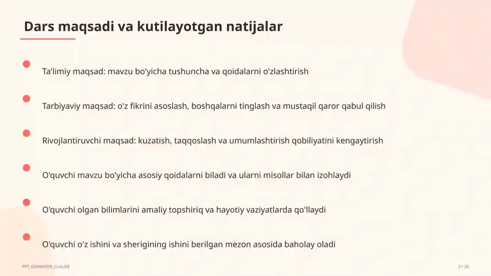 Mavzu: Murakkab va murabbiy sifatli asosiy zarf va eng kattasi (6-sinf) 3