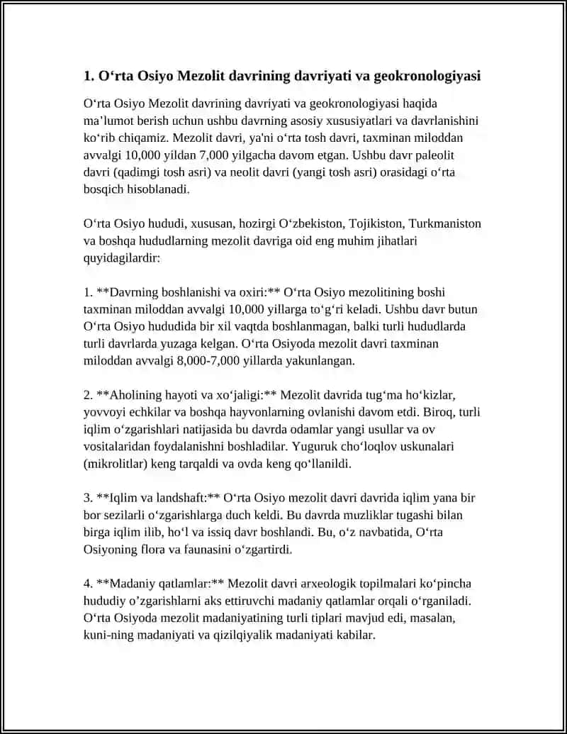OʻRTA OSIYO MEZOLIT DAVRIGA 3