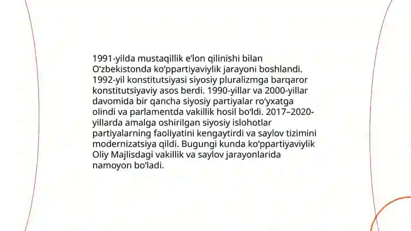 Oʻzbekistonda koʻppartiyaviylik tizimining shakllanishi va uning ahamiyati 3