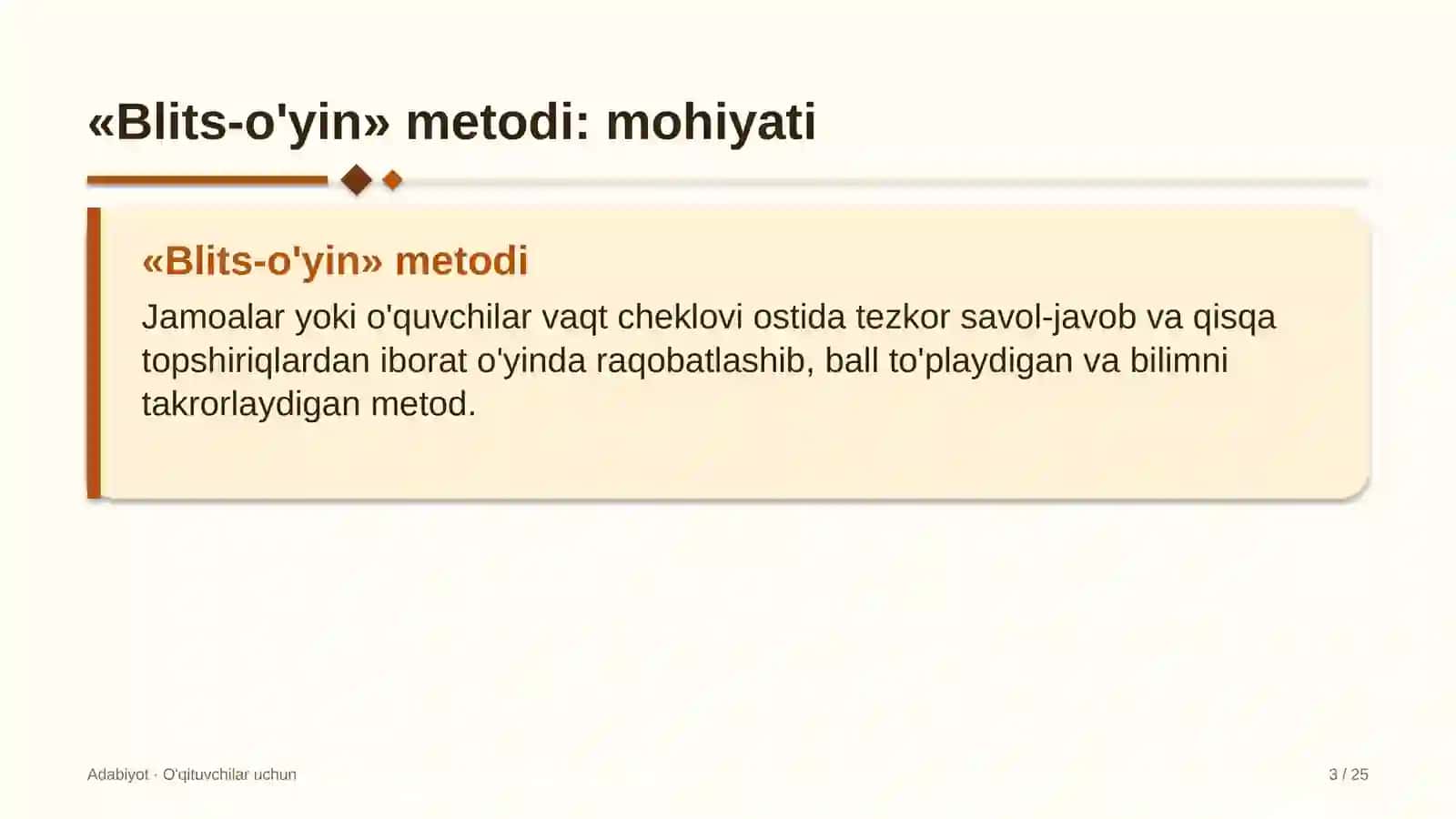 adabiyot darslarida blits o'yin metodidan foydalanish 7683 3