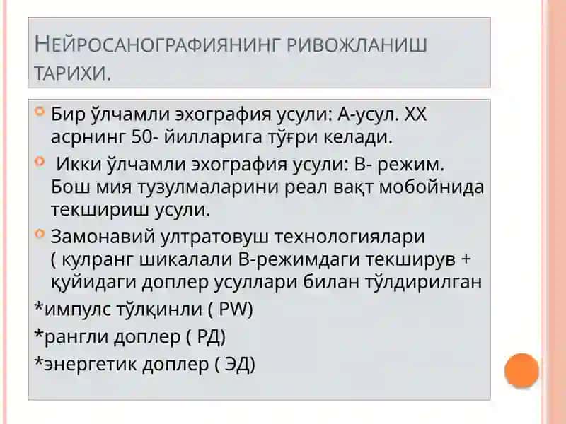 Чакалокларда бош мия ултратовуш текшируви технологияси 3