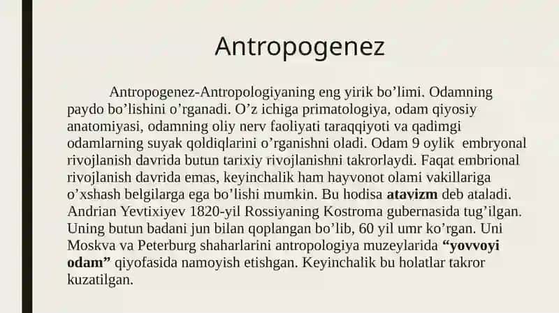Antropogenez. Odam evolutsiyasi 3