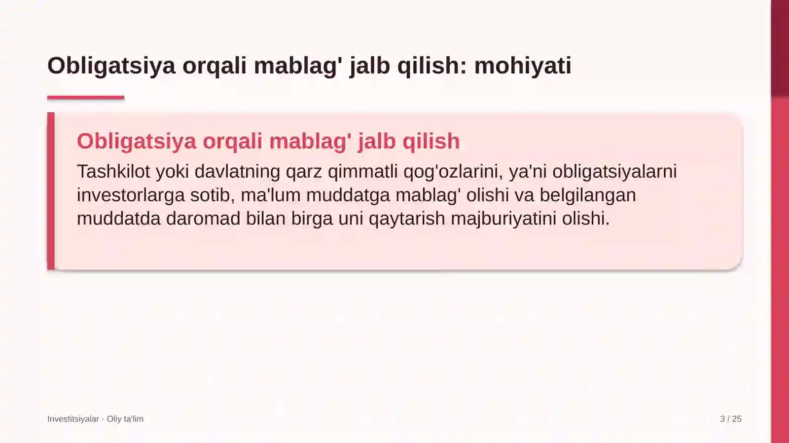 Avtovokzallarda obligatsiyalar chiqarish orqali mablag' jalb qilish 3