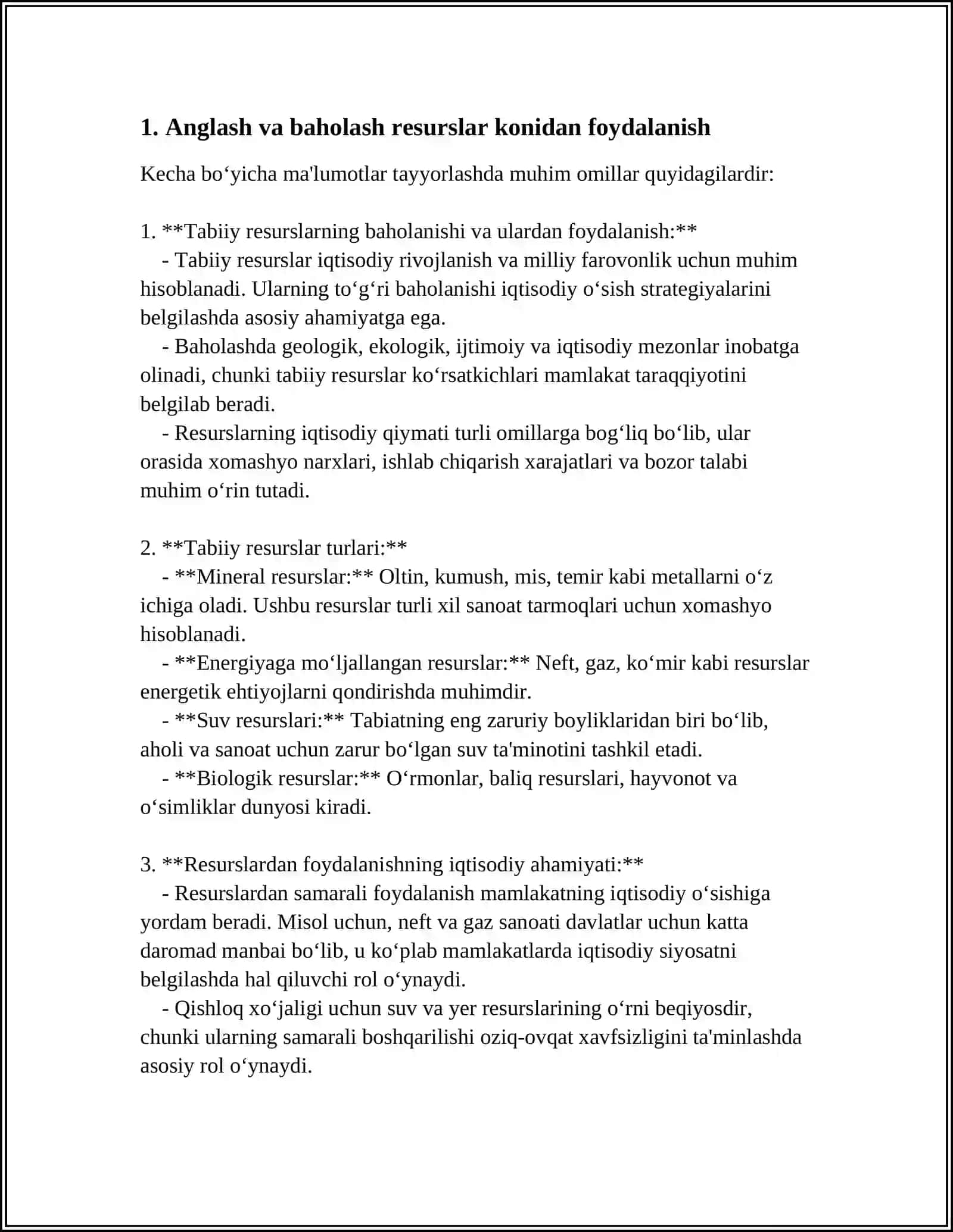 MUSTAQIL ISH Mavzu:. FOYDALI QAZILMALARNI QAZIB OLISHDA KON RESURSLARIDANOQILONA FOYDALANISH TO’G’RISIDA MA’LUMOT 3