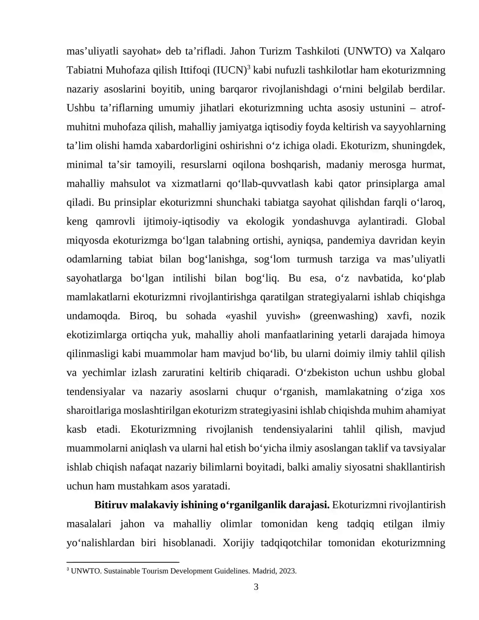 Ekoturizm tarixi bugungi va istiqbollari. Oʻzbekistonda ekoturizm anamiyati, mummolari va yechimlari 3