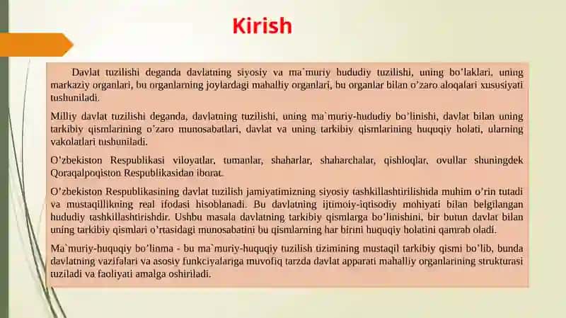 O‘ZBEKISTON RESPUBLIKASINING MA’MURIY-HUDUDIY TUZILISHI TO‘G‘RISIDAgi qonunning III va IV boblari haqida 3