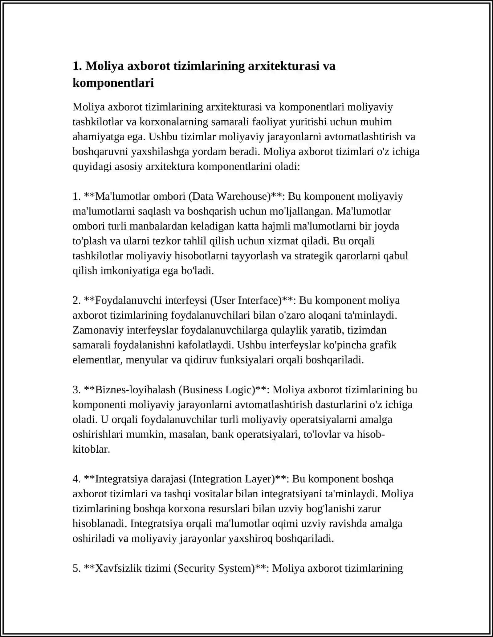 MOLIYAVIY AXBOROT TIZIMLARI VA ELEKTRON TO'LO'VLAR 3