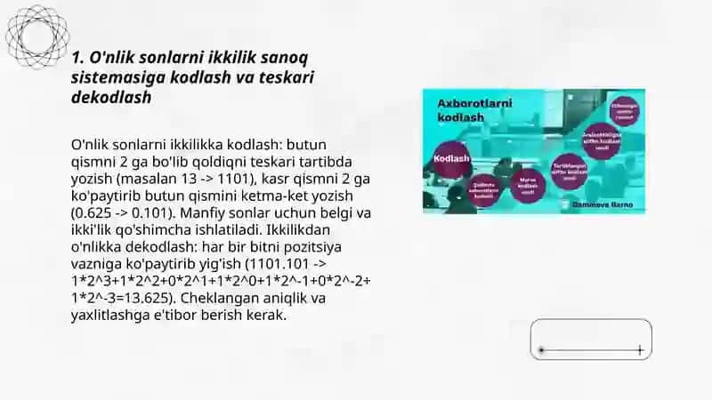 Ma'lumotlarni ikkilik sanoq sistemasida kodlash va dekodlash 3
