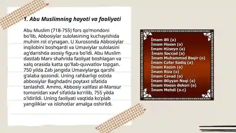 Abu Muslim va Imom Termiziyning ilmiy ijodiy merosi haqida taqdimot 3