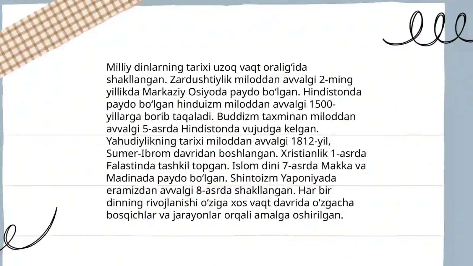 Milliy dinlar 3