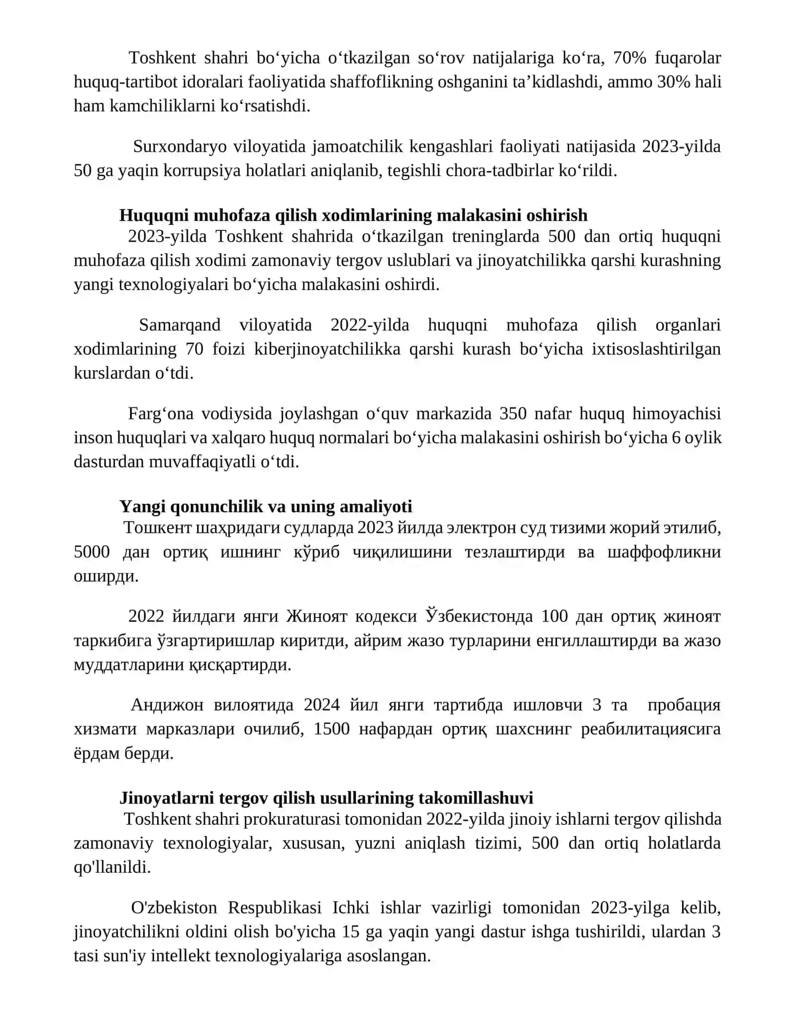 Huquq - tartibot orginlari va Sud tizimidagi o'zgarishlar 3