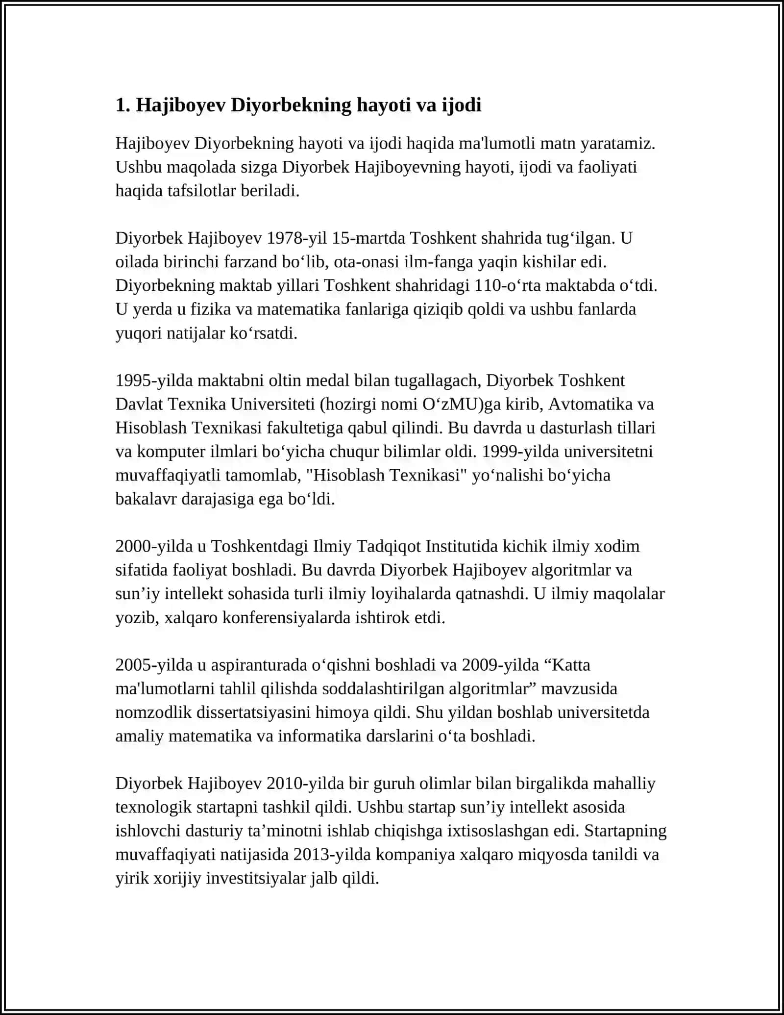 Hajiboyev Diyorbekning hayoti va ijodi 3