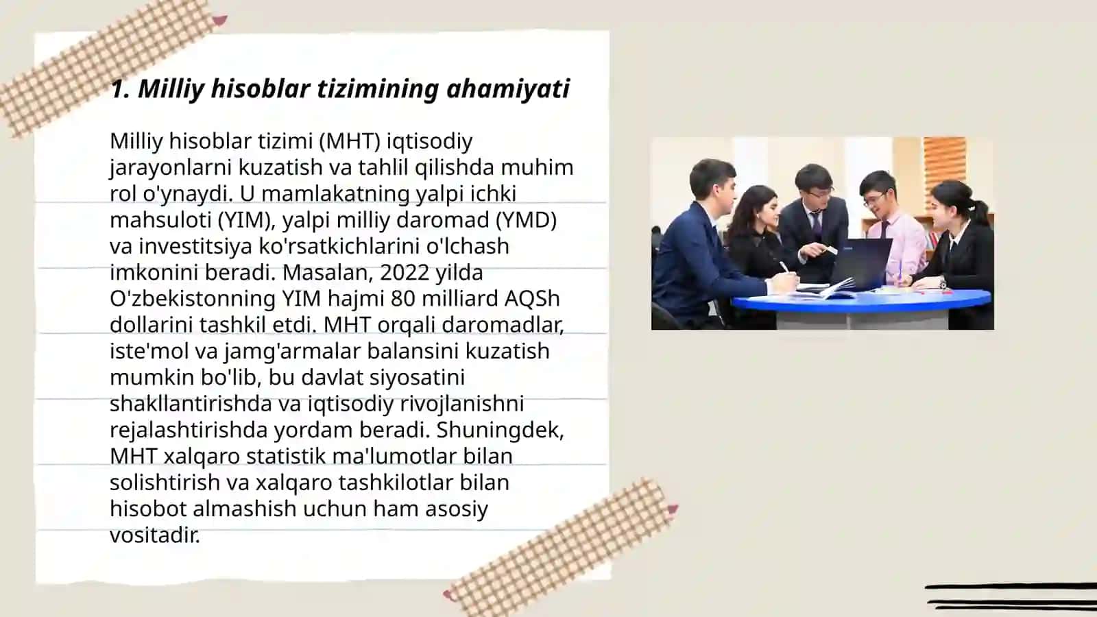 Milliy hisoblar tizimi va Ózbekistonda unga ótishning vazifalari 3