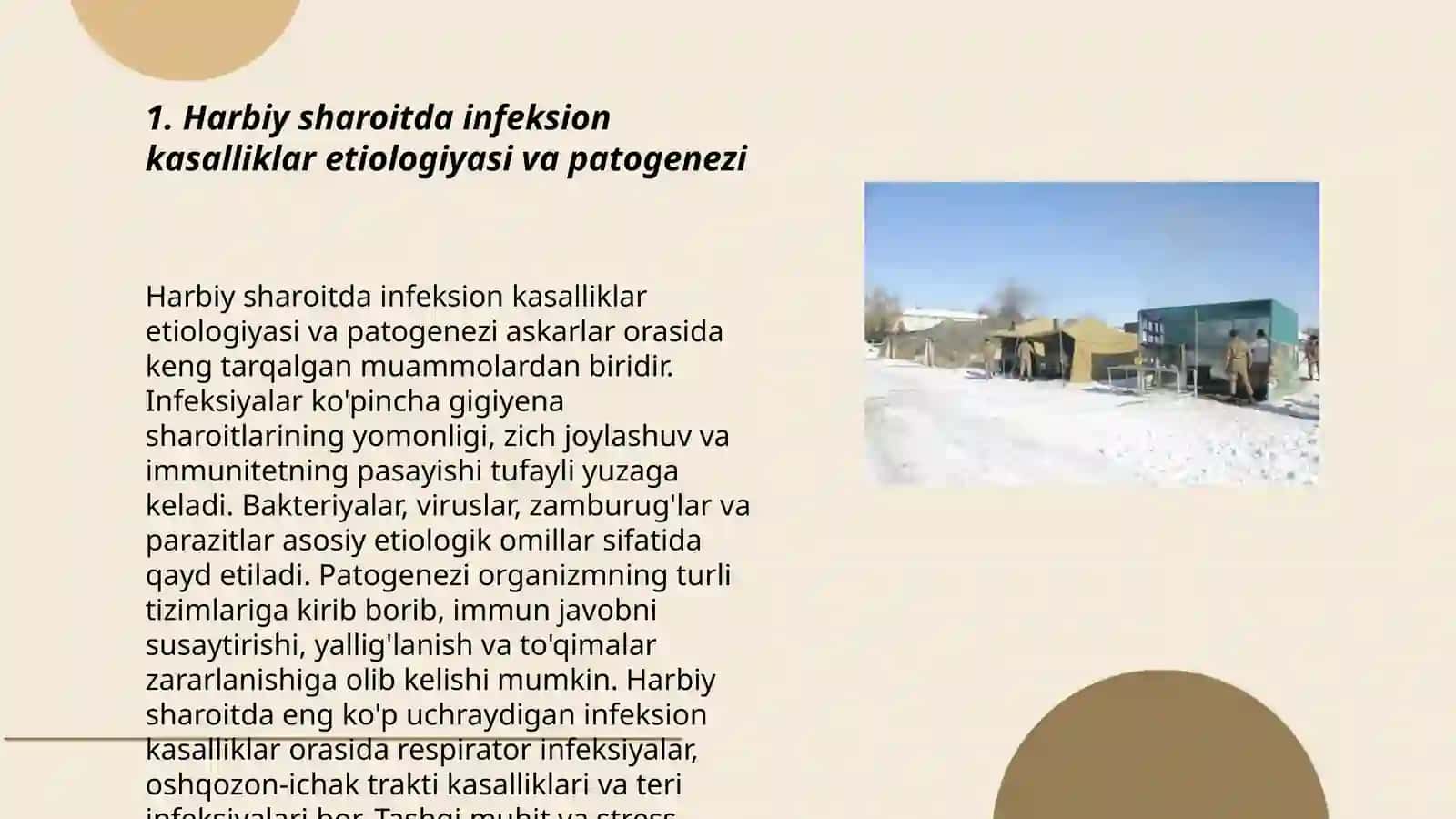 Harbiy sharoitda kelib chiqadigan kasalliklar etiologiyasi patogenezi tashxisoti va davolash printsiplari 3