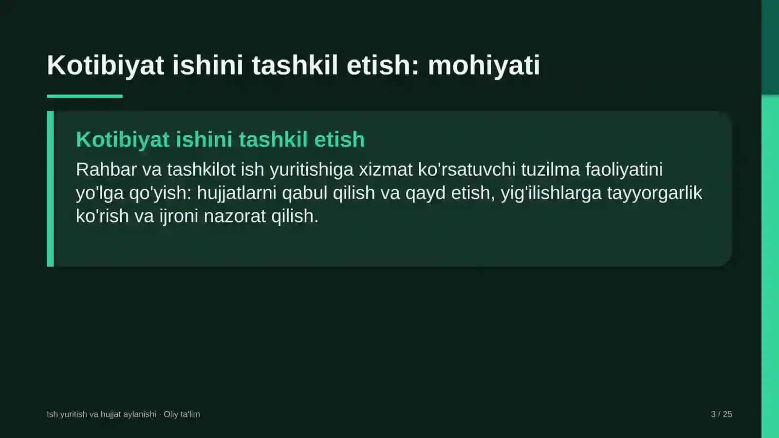 Avtomaktablarda kotibiyat ishini tashkil etish 3
