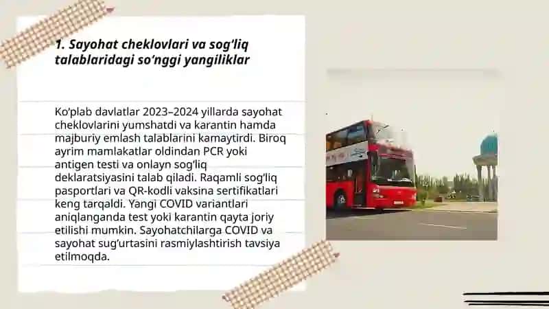 Sayohat cheklovlari va sogʻliq talablaridagi soʻnggi yangiliklar 3