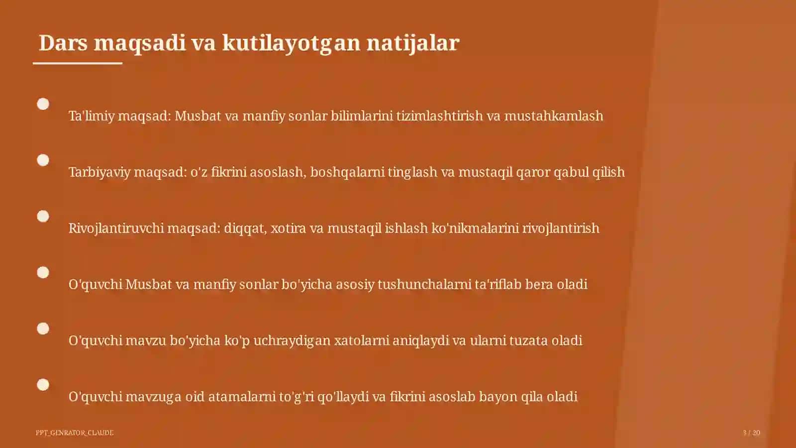 Musbat va manfiy sonlar (6-sinf) 3