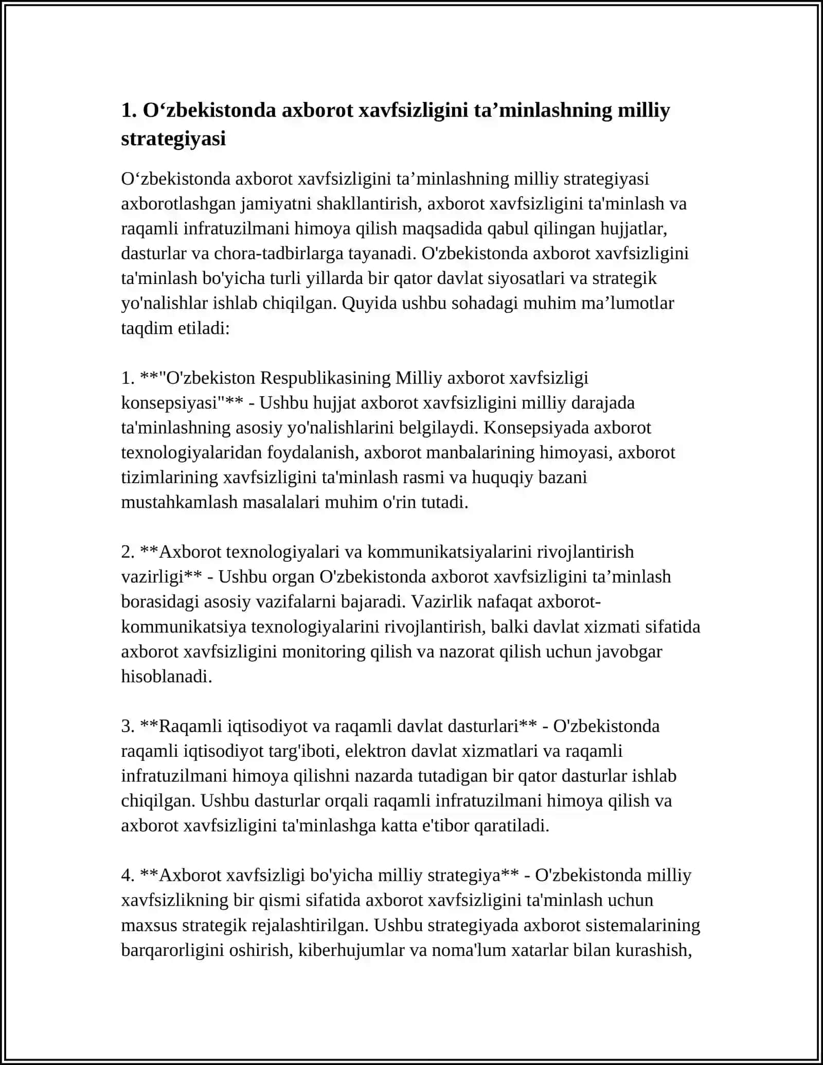 O'zbekistonda axborot xavfsizligini ta’minlashning milliy strategiyasi 3