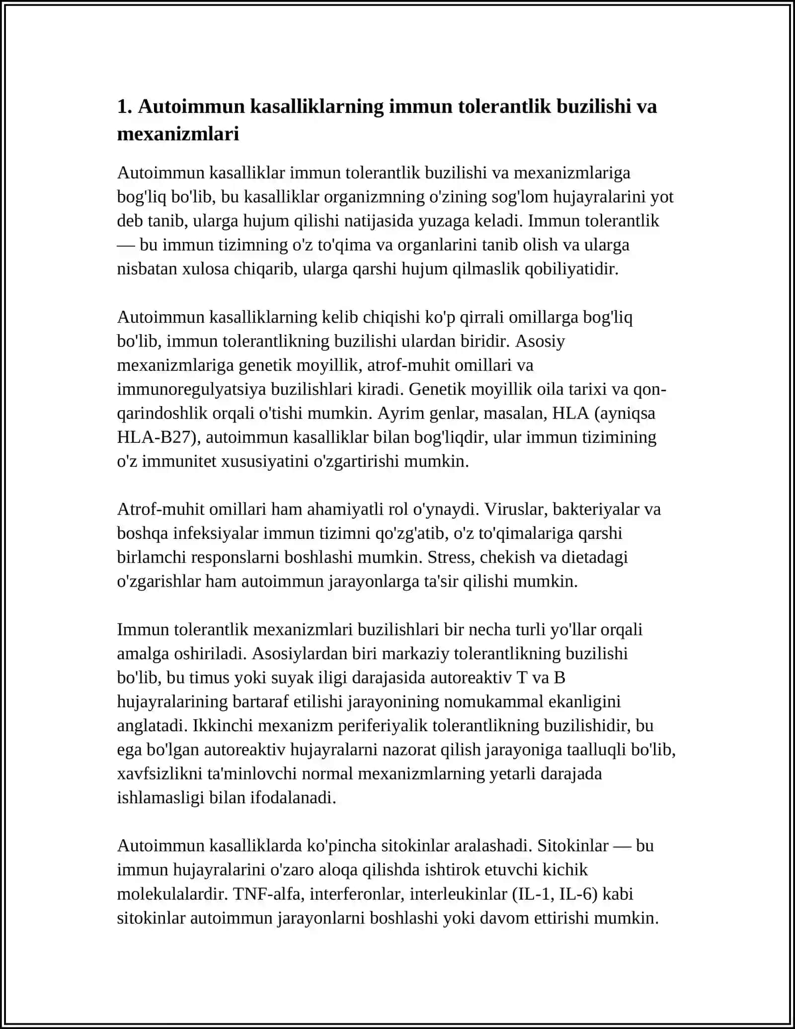 AUTOIMMUN KASALLIKLARI KELIB CHIQISHI, KECHISHI, DIOGINASTIKASI 3