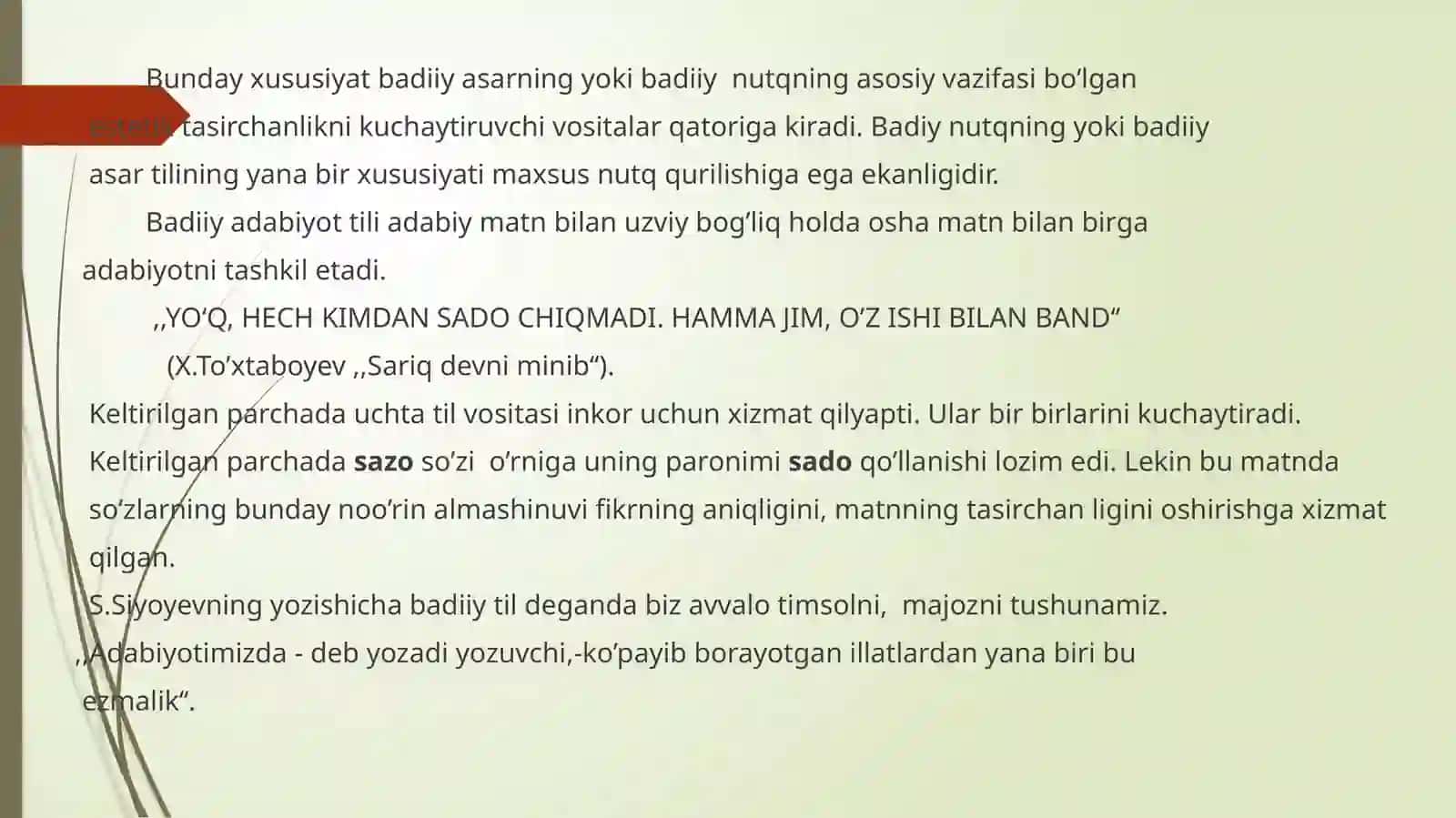 BADIIY NUTQNING ESTETIK TASIRI. OBRAZLI TIL. POETIK TIL 3