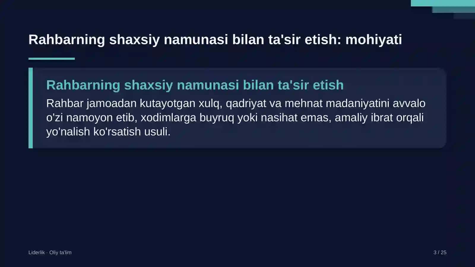 Zargarlik do'konlarida rahbarning shaxsiy namunasi orqali ta'sir etish 3