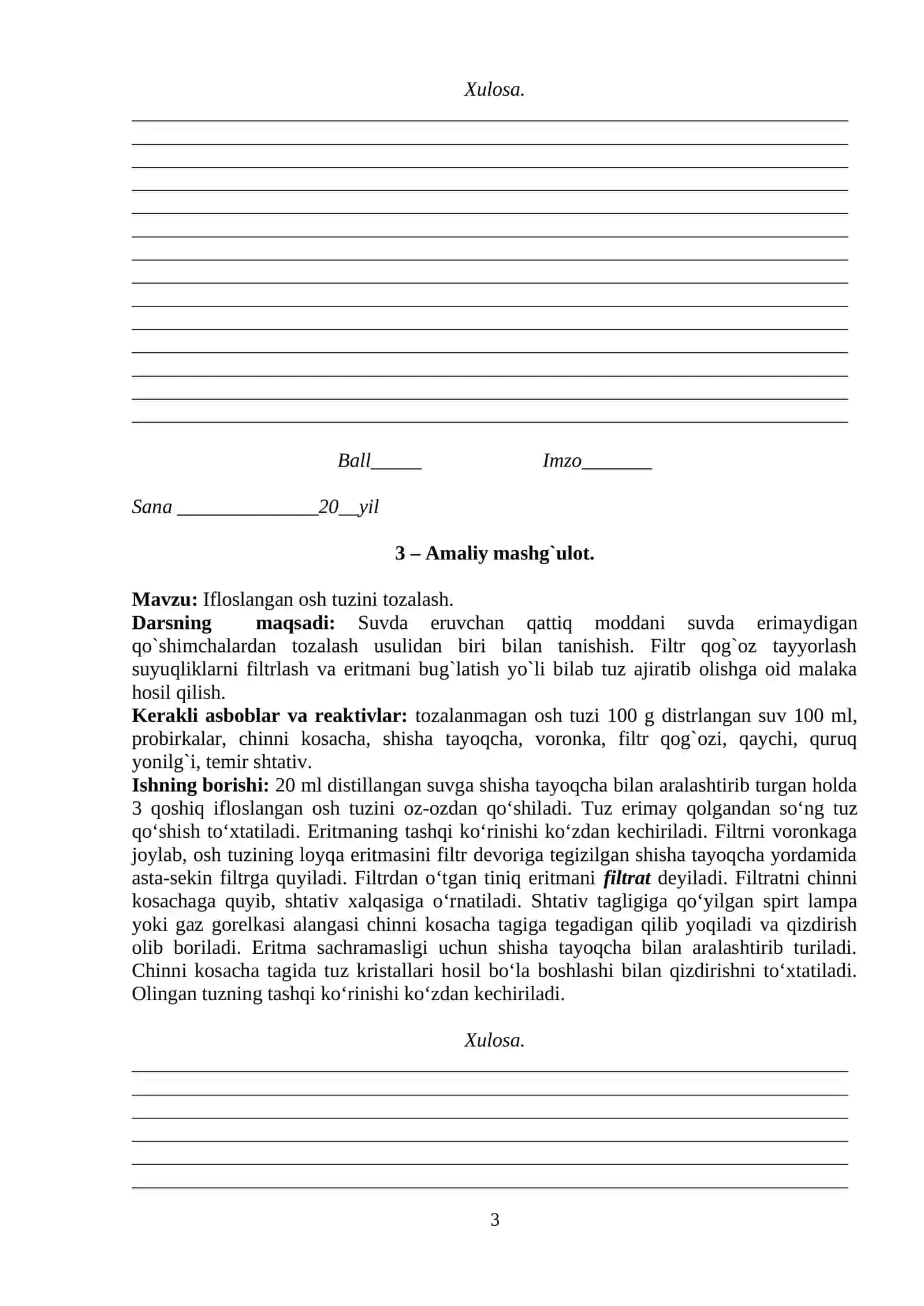 Kimyo xonasidagi jihozlar va moddalar bilan ishlash xavfsizligi 3