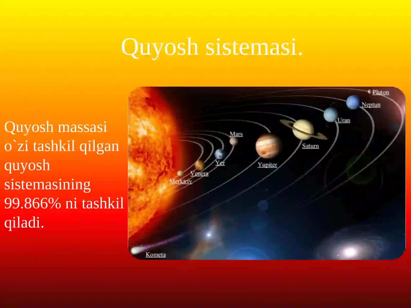 Quyoshsistemasi.Quyoshaktivligi.Yertipidagivagigantsayyoralar 3