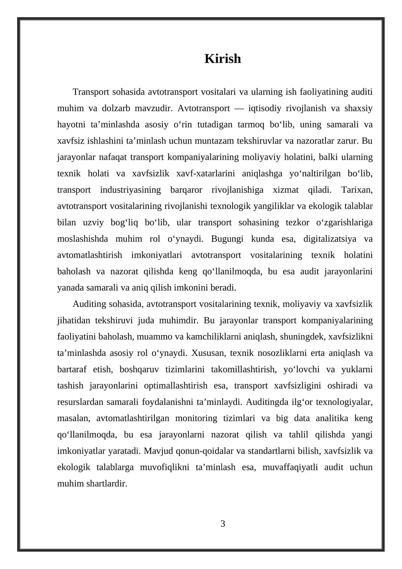 AVTOTRANSPORT VOSITALARI VA ULAR ISH FAOLIYATINING AUDITI 3