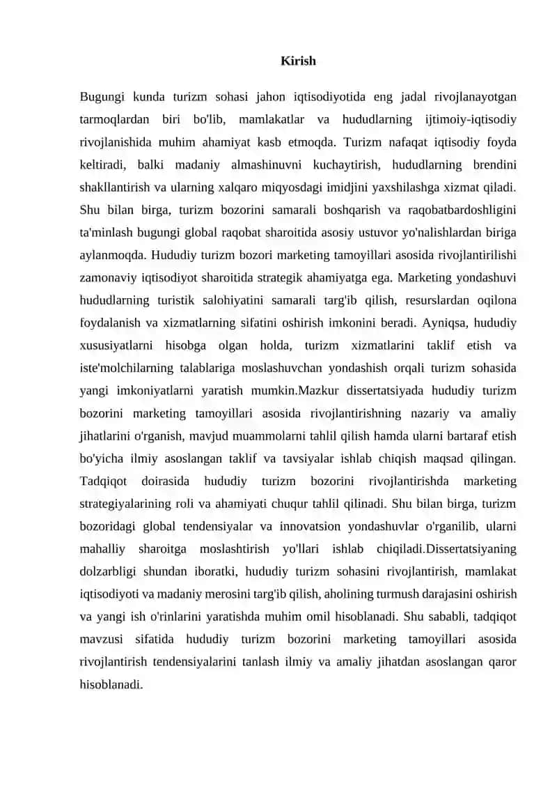 HUDUDIY TURIZM BOZORINI MARKETING TAMOYILLARI ASOSIDA RIVOJLANTIRISH TENDENSIYALARI 3