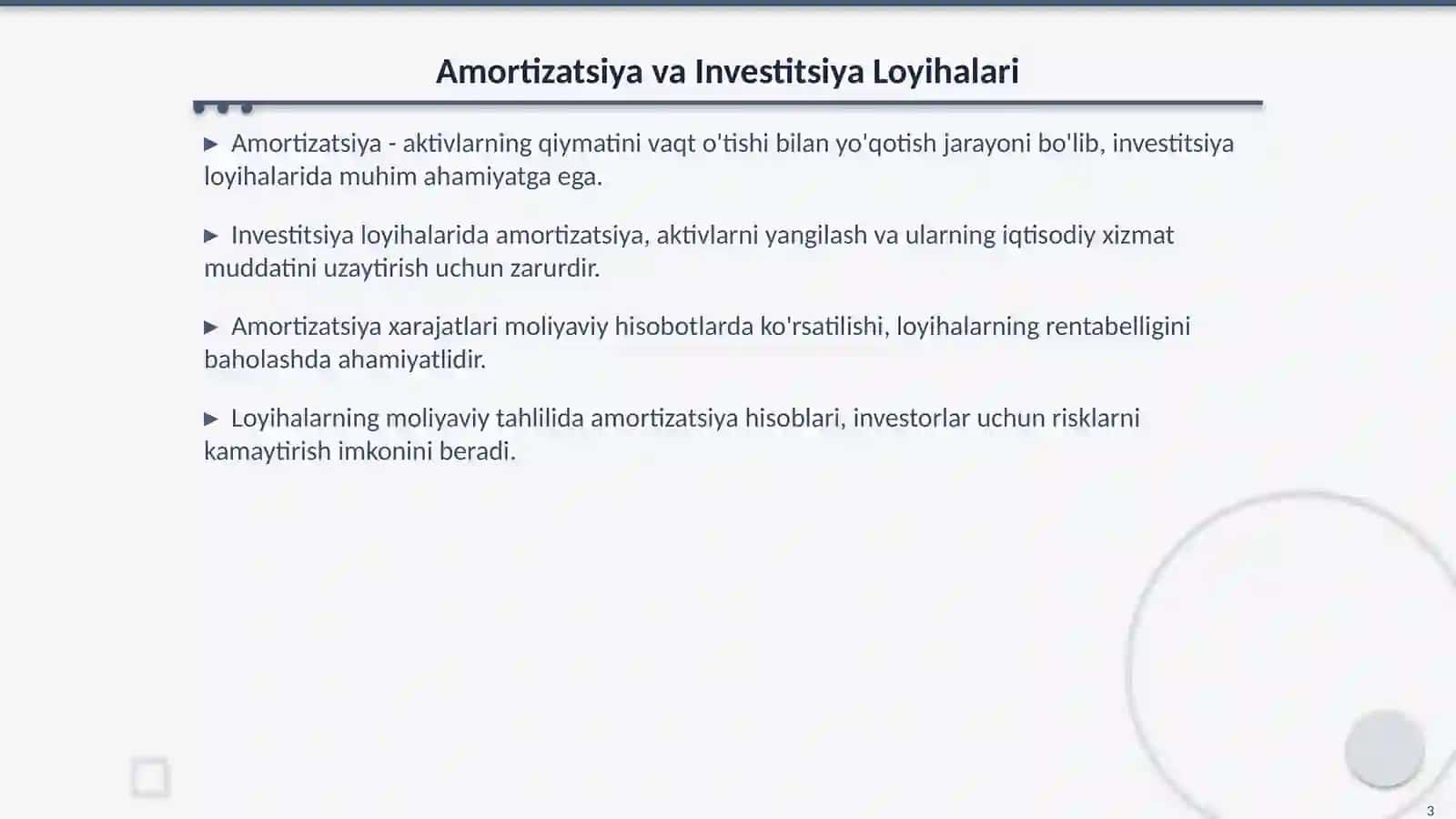 Investitsiya Loyihasida Amortizatsiyaning Ta‘siri 3