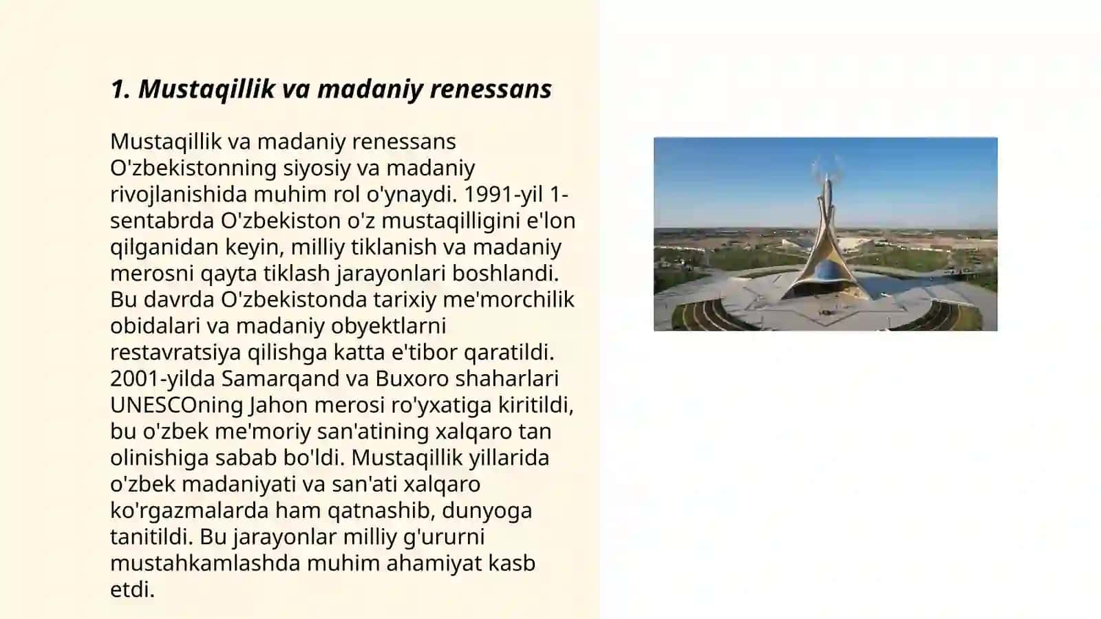 Mustaqillik va madaniy renessans 3
