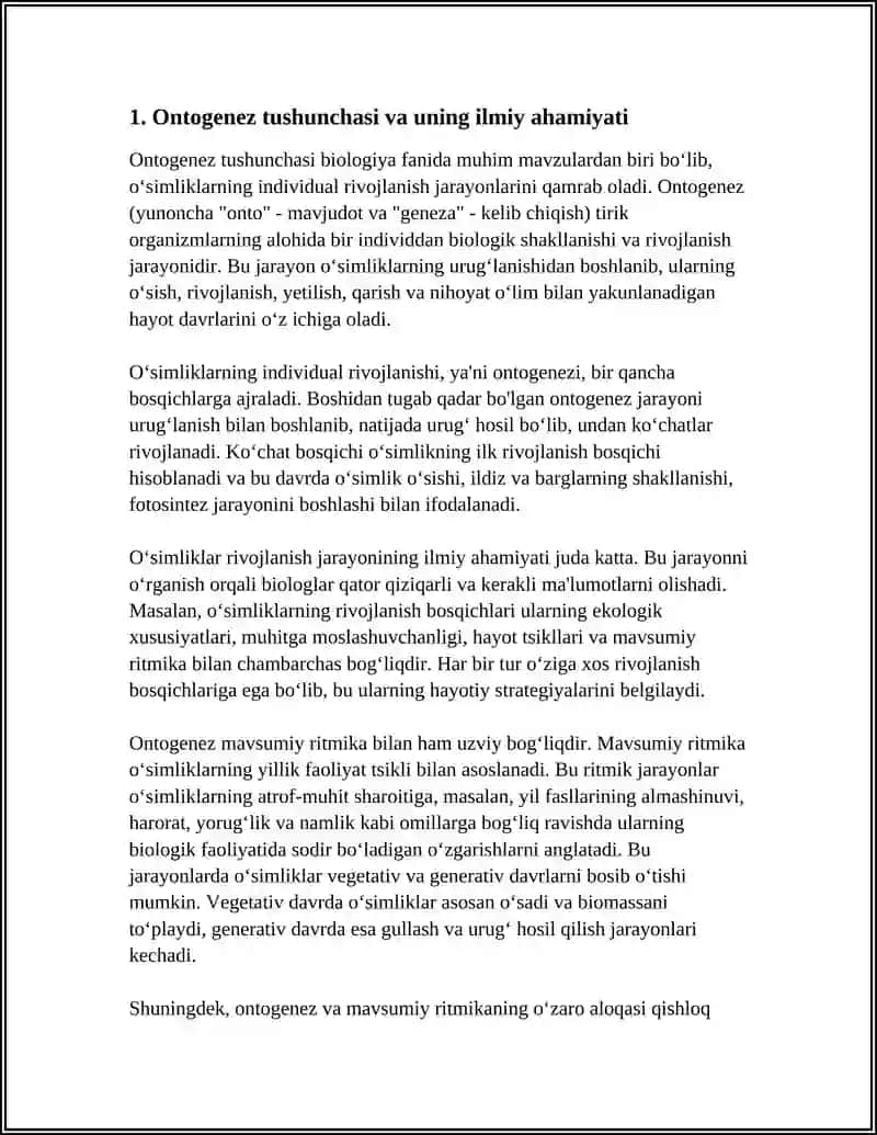 O‘SIMLIKLARNING INDIVIDUAL RIVOJLANISHI (ONTOGENEZ) VA MAVSUMIY RITMIKA 3