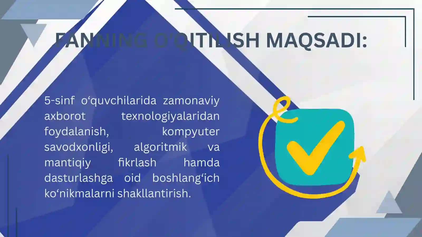UMUMIY OʻRTA TAʼLIM MAKTABLARINING 5 -SINFLARI UCHUN INFORMATIKA VA AT FANINING OʻQITILISHI MAZMUNI 3