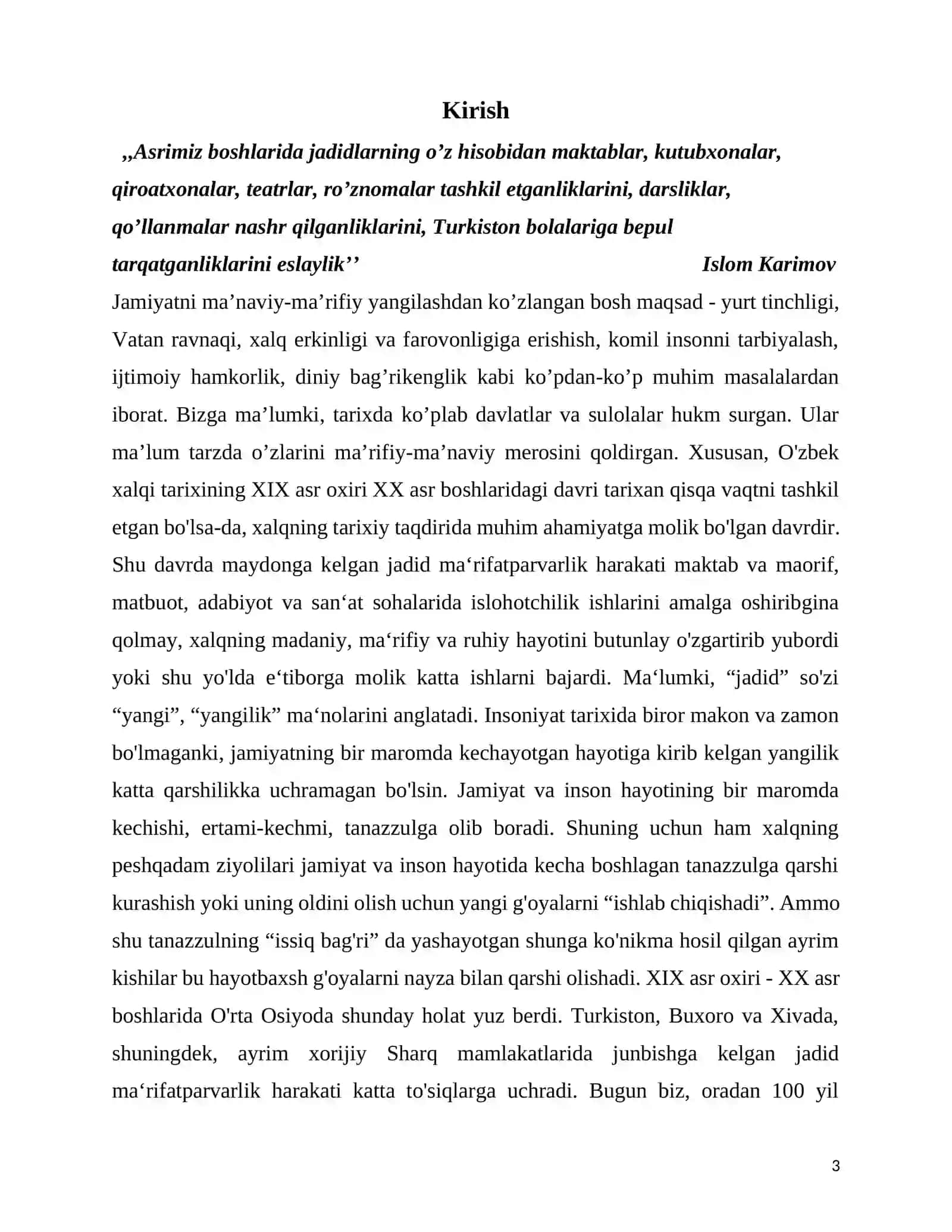 Turkiston oʻlkasida jadidchilik harakati namoyondalarining faoliyati. (Fargʻona jadidlari hayoti misolida) 3