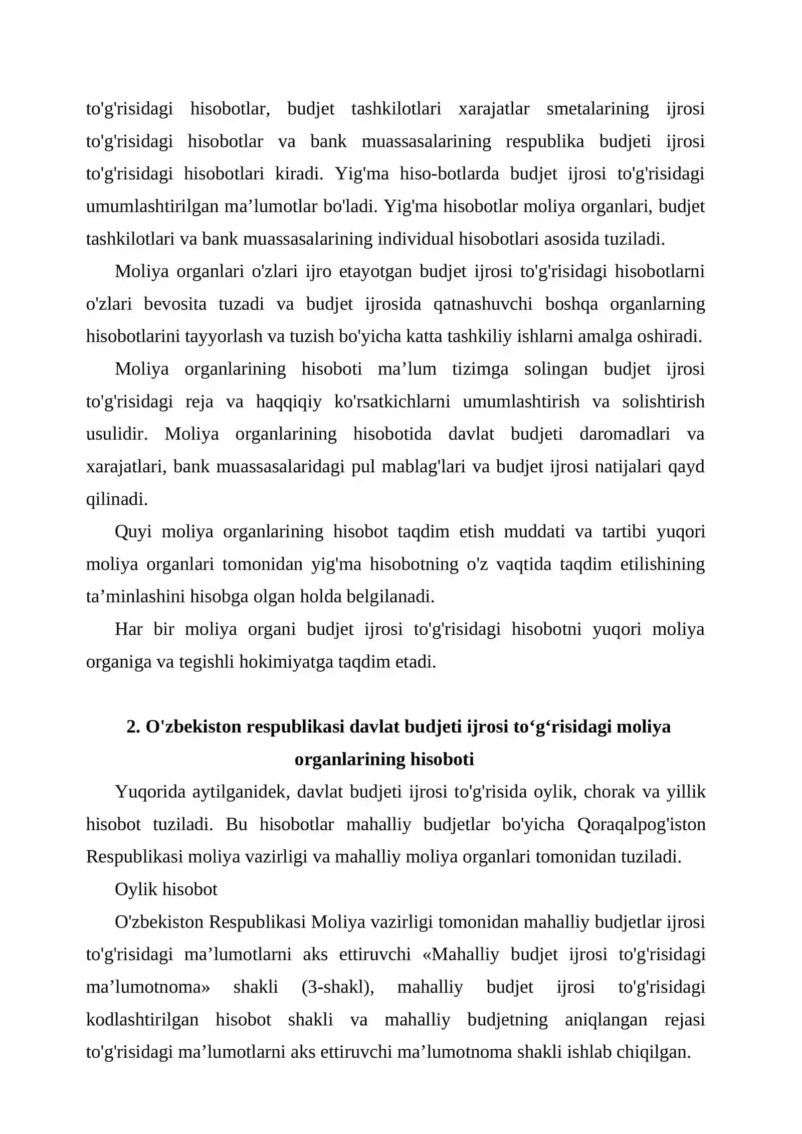Moliya organlarida budjet ijrosi haqidagi hisobot 3