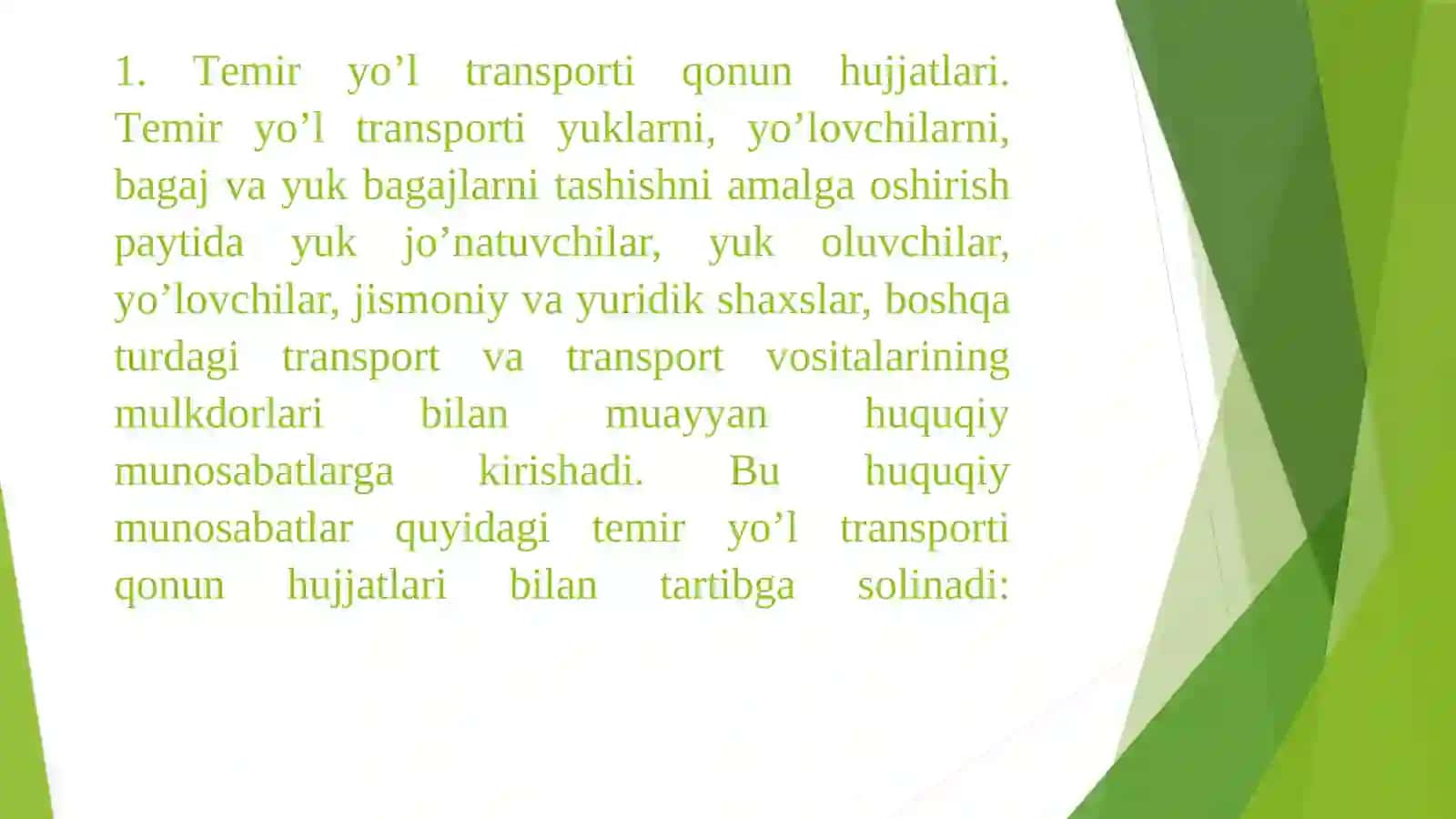 Temiryo’l transportni qo'llab-quvvatlash uchun huqujatlari 3