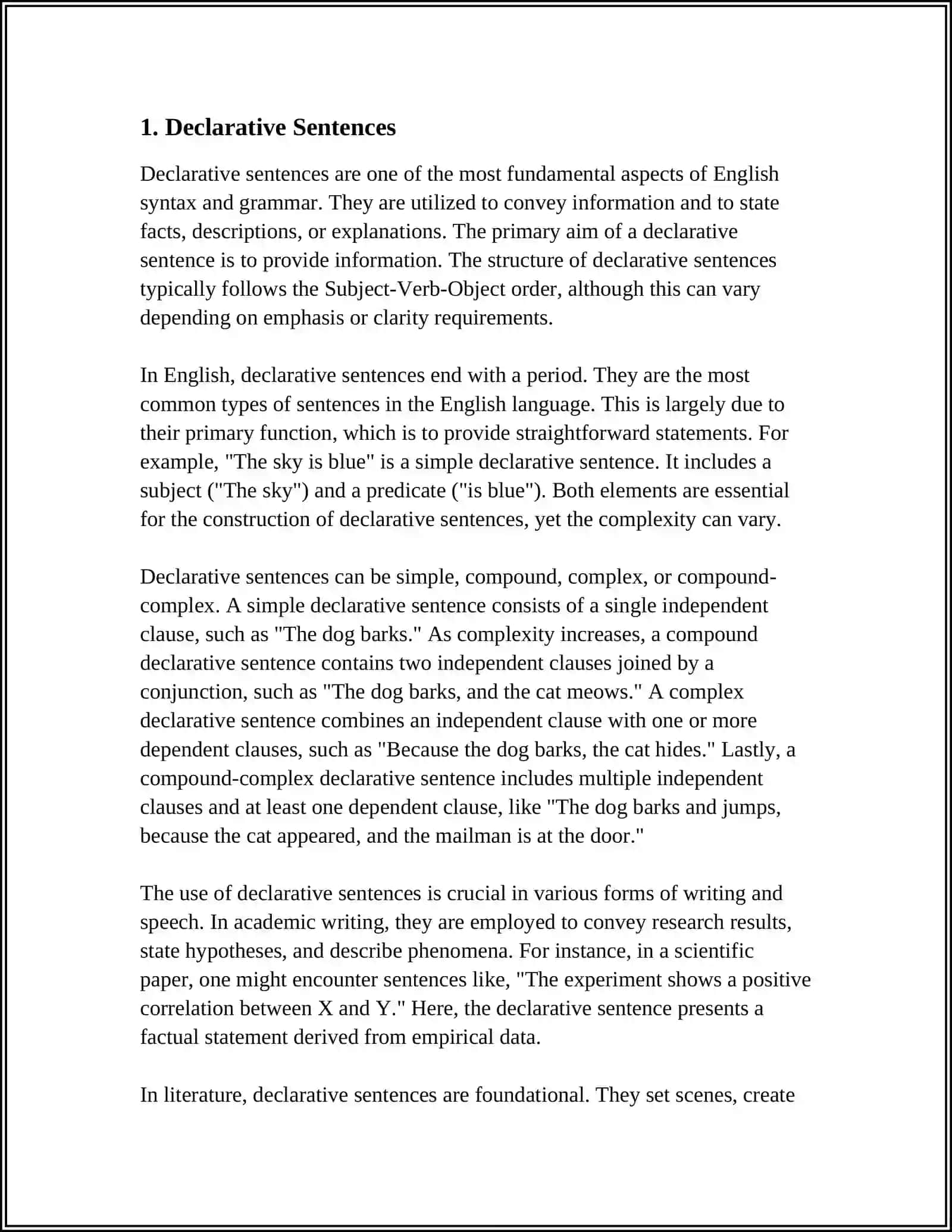 Declarative Sentences 3