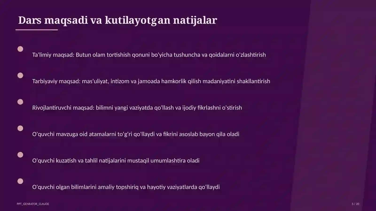 Butun olam tortishish qonuni (9-sinf) 3