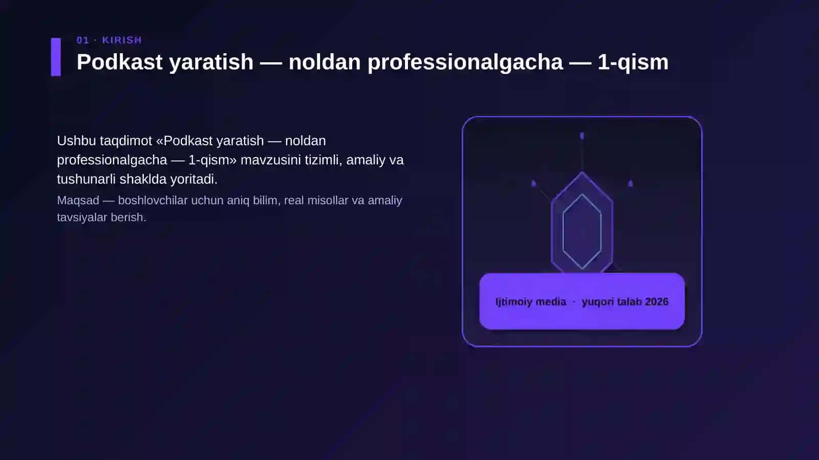 Podkast yaratish — noldan professionalgacha — 1-qism 3
